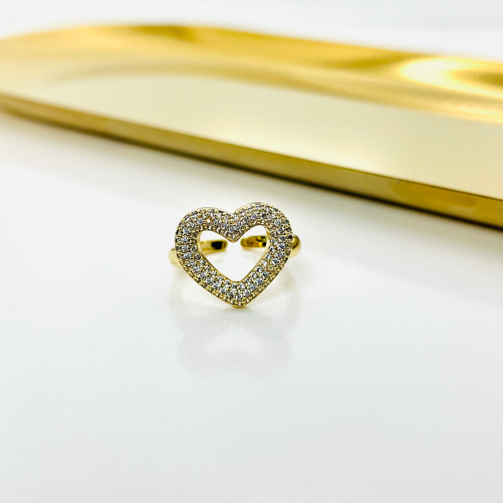 Anillo Corazón Abierto con Circonias