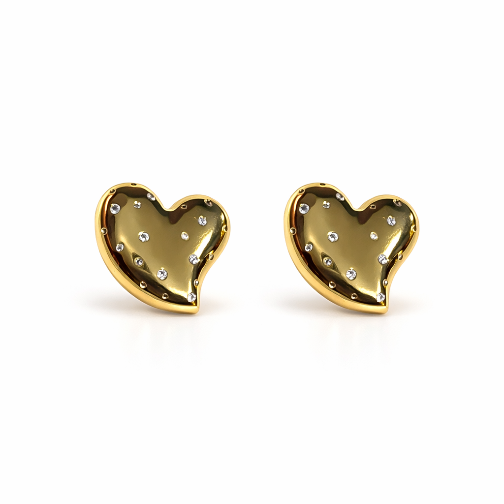 Aretes Corazón con Destellos