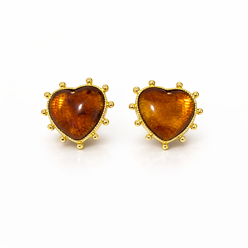 Aretes Corazón Ámbar