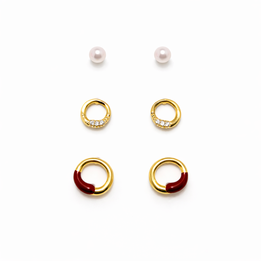 Set Aretes Perlitas y Aros